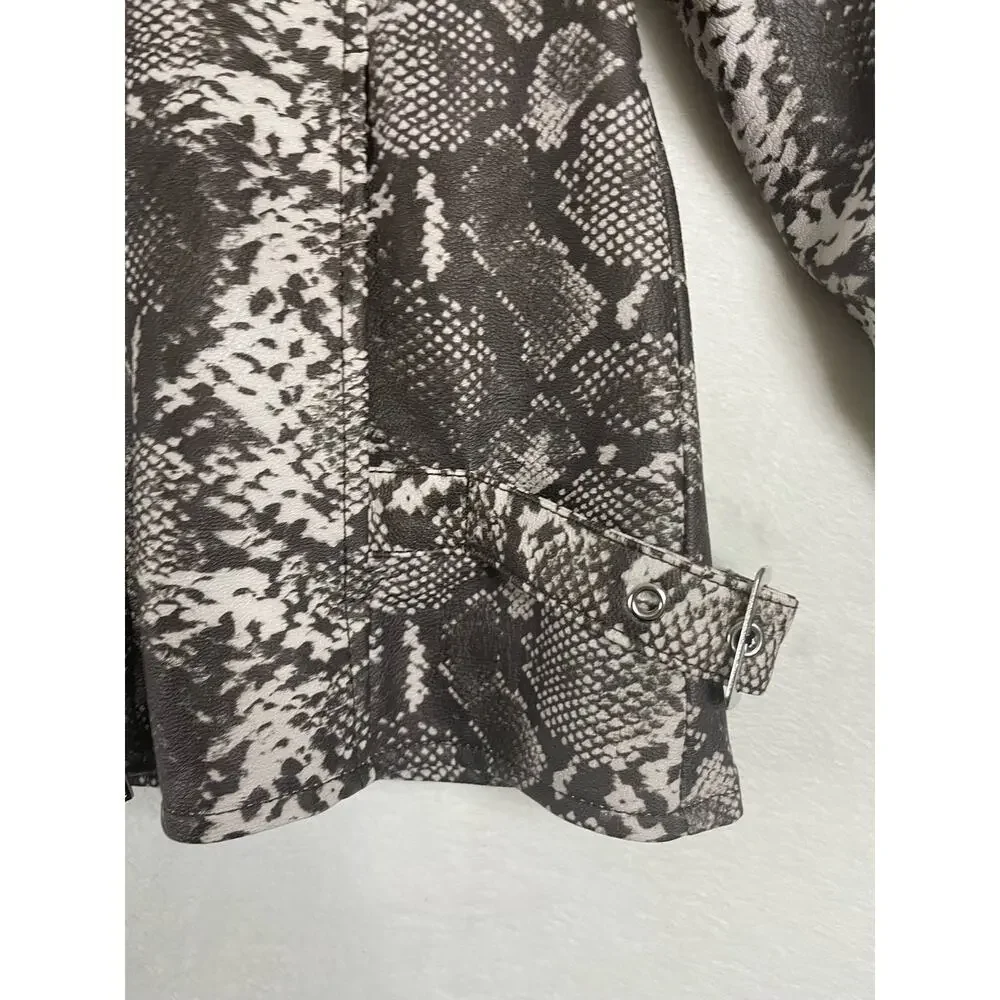 Colleen lopez Moto Jacket womens size medium Faux Leather Coat 0717 - Picture 5 of 9